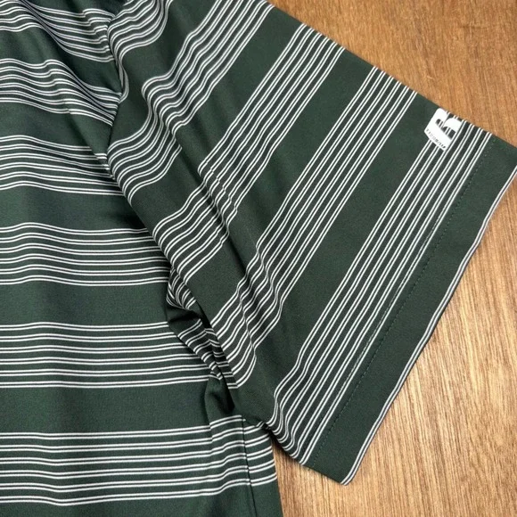 Russell Athletic Men Green Striped Polo Shirt University of Miami U Logo XL - Picture 3 of 10